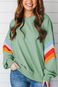 Contrast Round Neck Long Sleeve Sweatshirt (2 color options)