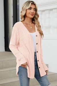 Ribbed Button Up Long Sleeve Cardigan (multiple color options)