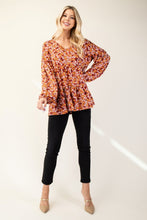 Load image into Gallery viewer, Floral V-Neck Balloon Sleeve Blouse
