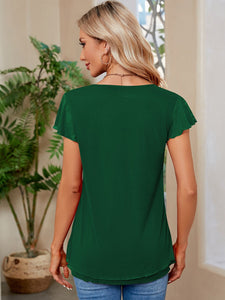 Ruched V-Neck Short Sleeve Top  (multiple color options)