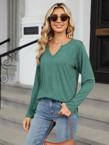 Notched Long Sleeve Top (multiple color options)