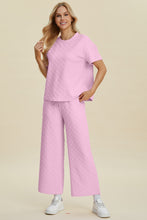 Load image into Gallery viewer, Texture Round Neck Short Sleeve Top and Pants Set  (multiple color options)
