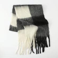 Load image into Gallery viewer, Fringe Contrast Plaid Polyester Scarf (multiple color options)
