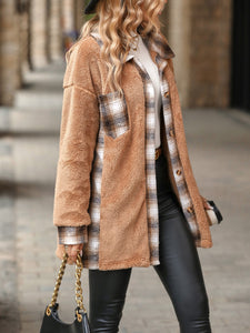 Plaid Contrast Dropped Shoulder Coat (multiple color options)