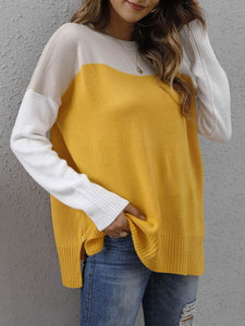 Color Block Round Neck Sweater (multiple color options)