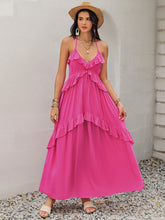 Load image into Gallery viewer, Ruffled Halter Neck Sleeveless Maxi Dress
