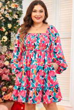 Load image into Gallery viewer, Smocked Floral Square Neck Balloon Sleeve Dress
