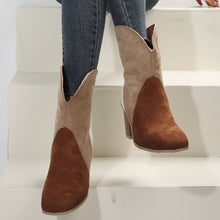 Load image into Gallery viewer, Suede Square Toe Block Heel Boots  (multiple color options)
