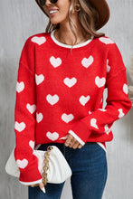 Load image into Gallery viewer, Contrast Trim Heart Round Neck Sweater (2 color options)
