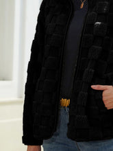 Load image into Gallery viewer, Fuzzy Checkered Zip Up Jacket (multiple color options)
