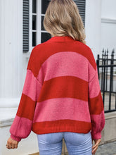 Load image into Gallery viewer, Striped Open Front Dropped Shoulder Cardigan (multiple color options)
