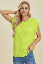 Load image into Gallery viewer, Cable-Knit Round Neck Cap Sleeve Sweater (multiple color options)
