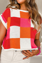 Load image into Gallery viewer, Color Block Round Neck Cap Sleeve Knit Top (multiple color options)
