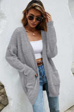 Load image into Gallery viewer, Open Front Openwork Fuzzy Cardigan with Pockets (multiple color options)
