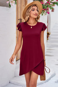 Flutter Sleeve Tulip Hem Dress (multiple color options)