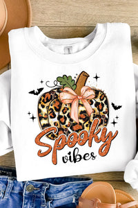 Spooky Vibes Graphic Round Neck Long Sleeve Sweatshirt