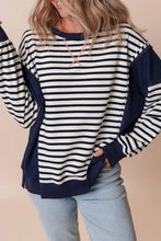 Load image into Gallery viewer, Striped Round Neck Long Sleeve Sweatshirt
