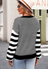 Load image into Gallery viewer, Striped Round Neck Dropped Shoulder Sweater (multiple color options)
