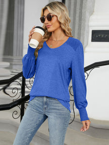 V-Neck Lantern Sleeve Top (multiple color options)