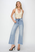 Load image into Gallery viewer, RISEN High Rise Crop Wide Fray Hem Jeans
