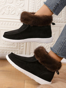 Faux Fur Suede Round Toe Sneakers (multiple color options)