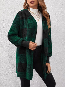 Plaid Long Sleeve Hooded Coat (multiple color options)