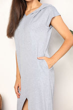 Load image into Gallery viewer, Cozy &amp; Chic Short Sleeve Front Slit Hooded Dress
