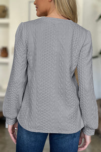 Textured Round Neck Long Sleeve Top (multiple color options)