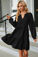 Load image into Gallery viewer, Ruched Notched Long Sleeve Mini Dress (multiple color options)
