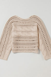 Openwork Cable Knit Long Sleeve Sweater (2 color options)