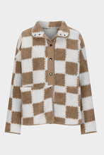 Load image into Gallery viewer, Checkered Snap Down Long Sleeve Teddy Jacket  (multiple color options)
