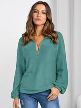 Load image into Gallery viewer, Half Zip Collared Neck Long Sleeve Sweatshirt (2 color options)
