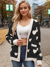 Load image into Gallery viewer, Heart Button Up Dropped Shoulder Long Sleeve Cardigan (multiple color options)
