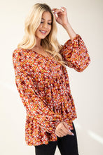 Load image into Gallery viewer, Floral V-Neck Balloon Sleeve Blouse
