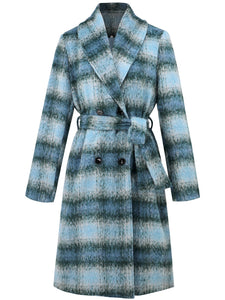 Plaid Tie Waist Long Sleeve Coat (multiple color options)