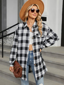 Plaid Collared Neck Long Sleeve Shirt (multiple color options)