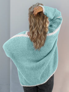 Contrast Open Front Dropped Shoulder Cardigan (multiple color options)