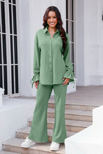 Load image into Gallery viewer, Drawstring Flounce Sleeve Shirt and Pants Set (multiple color options)
