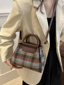 Contrast Plaid Trapezoid Shape Crossbody Bag (multiple color options)