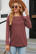 Load image into Gallery viewer, Heathered Round Neck Long Sleeve Top (multiple color options)
