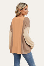 Load image into Gallery viewer, Texture Contrast Round Neck Long Sleeve Top (multiple color options)
