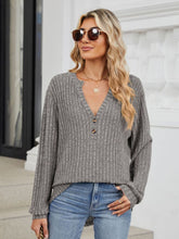 Load image into Gallery viewer, Ribbed Notched Long Sleeve Top (multiple color options)
