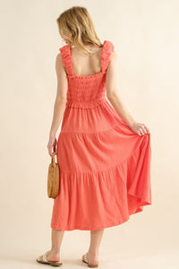 Smocked Ruffled Tiered Dress in Camellia