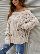 Load image into Gallery viewer, Cable Knit Openwork Off-Shoulder Sweater (multiple color options)
