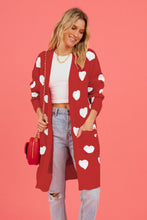 Load image into Gallery viewer, Heart Graphic Open Front Cardigan with Pockets (multiple color options)
