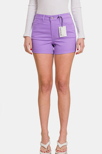 High Waist Denim Shorts in Lavender