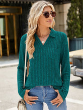 Load image into Gallery viewer, Ribbed Johnny Collar Long Sleeve Top (multiple color options)
