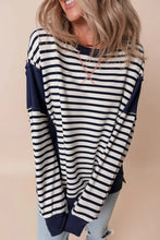 Load image into Gallery viewer, Striped Round Neck Long Sleeve Sweatshirt
