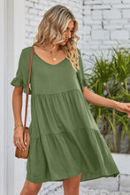 Load image into Gallery viewer, Mandy V-Neck Flounce Sleeve Tiered Dress (multiple color options)
