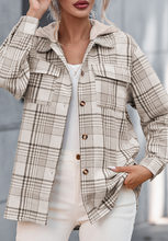 Load image into Gallery viewer, Plaid Removable Hood Button Up Shacket
